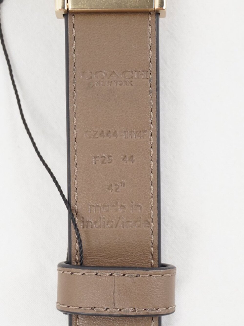 Coach Buckle Cut-To-Size Calf Leather Belt 25mm In Navy Blue/Brown (NWT) - Picture 6 of 11